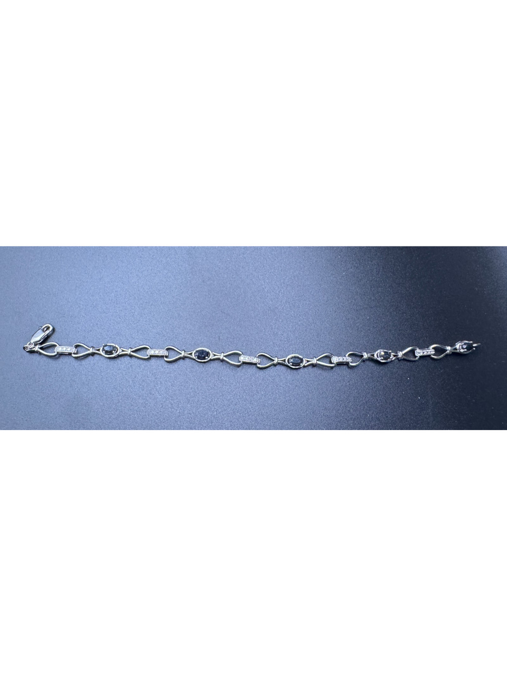 Ross Simons Sterling Silver 925 Vermeil Sapphire Diamond Accent Bracelet Sz 7"